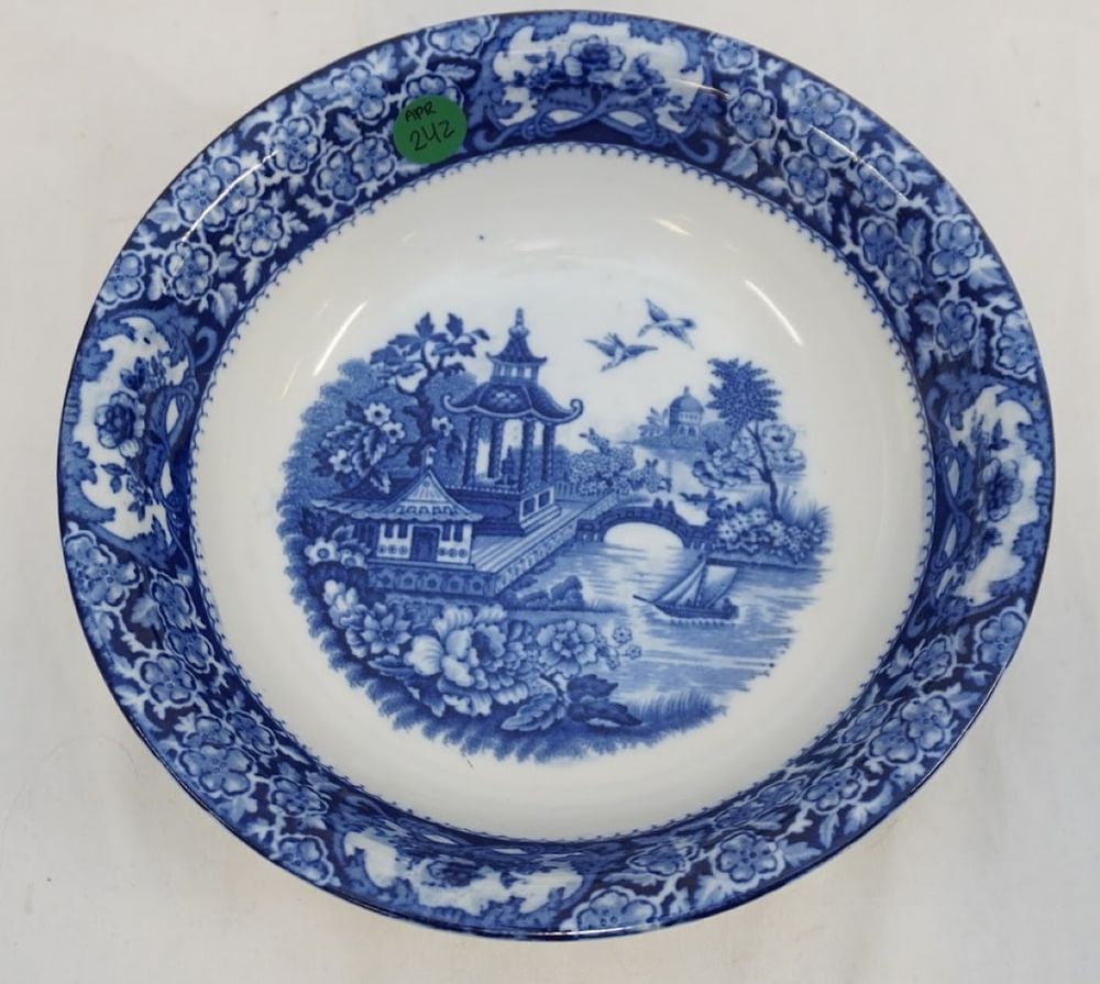 Lot 242: OLDE ALTON WARE FLOW BLUE BOWL