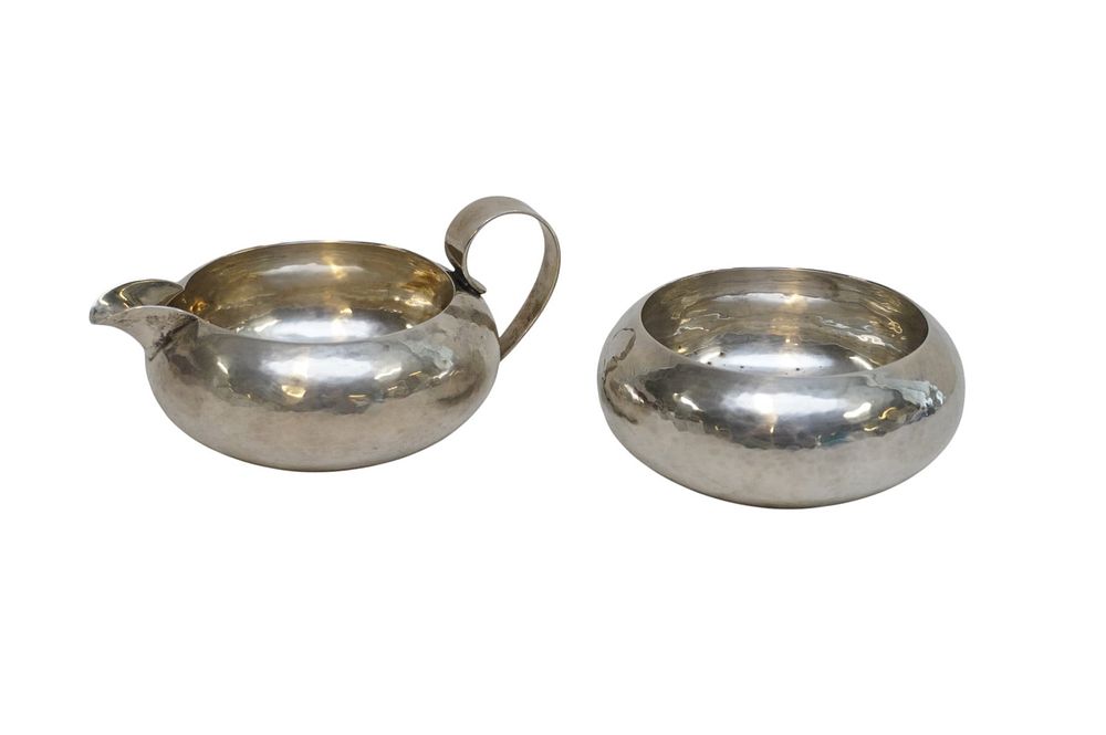 Lot 156: STERLING SILVER ARTS & CRAFTS PORTER BLANCHARD CREAM & SUGAR