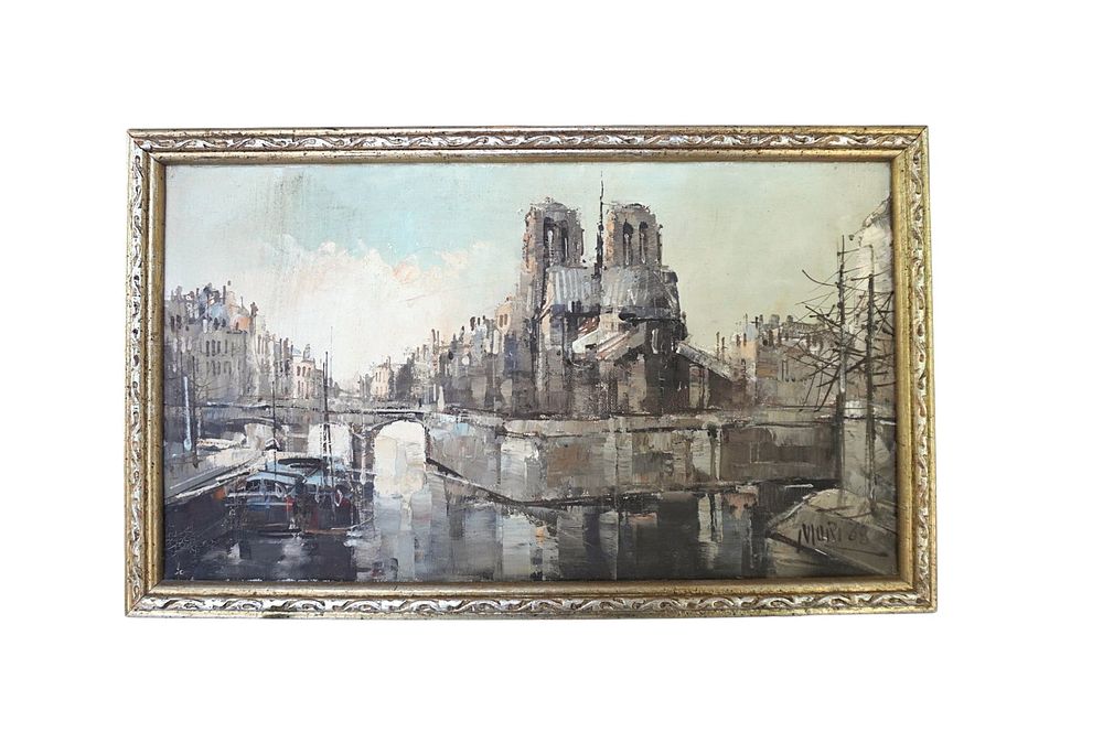 Lot 158: MID CENTURY 1968 NOTRE DAME OIL ON CANVAS BY MORI
