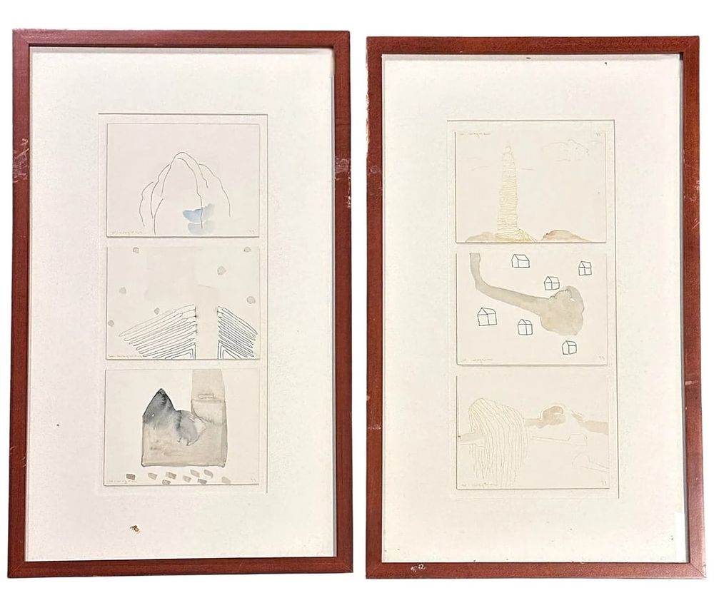 Lot 174: 6 CONTEMPORARY W WAGNER IN 2 FRAMES WATERCOLORS
