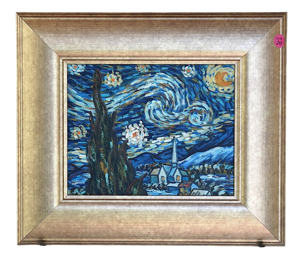 Lot 201: AFTER VAN GOGH STARRY NIGHT OIL ON BOARD