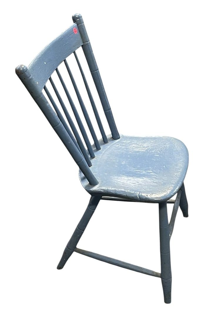 Lot 209: ANTIQUE PRIMITIVE PENNSYLVANIA SIDE CHAIR PAINTED BLUE