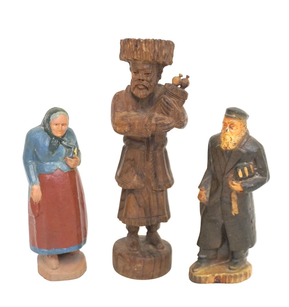 Lot 225: 3 CARVED JUDICA WOODEN FIGURINES