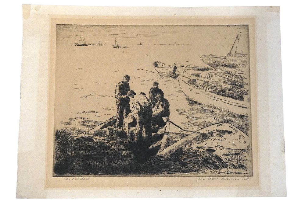 Lot 234: GEORGE ELMER BROWNE SIGNED ETCHING "THE BAILERS"