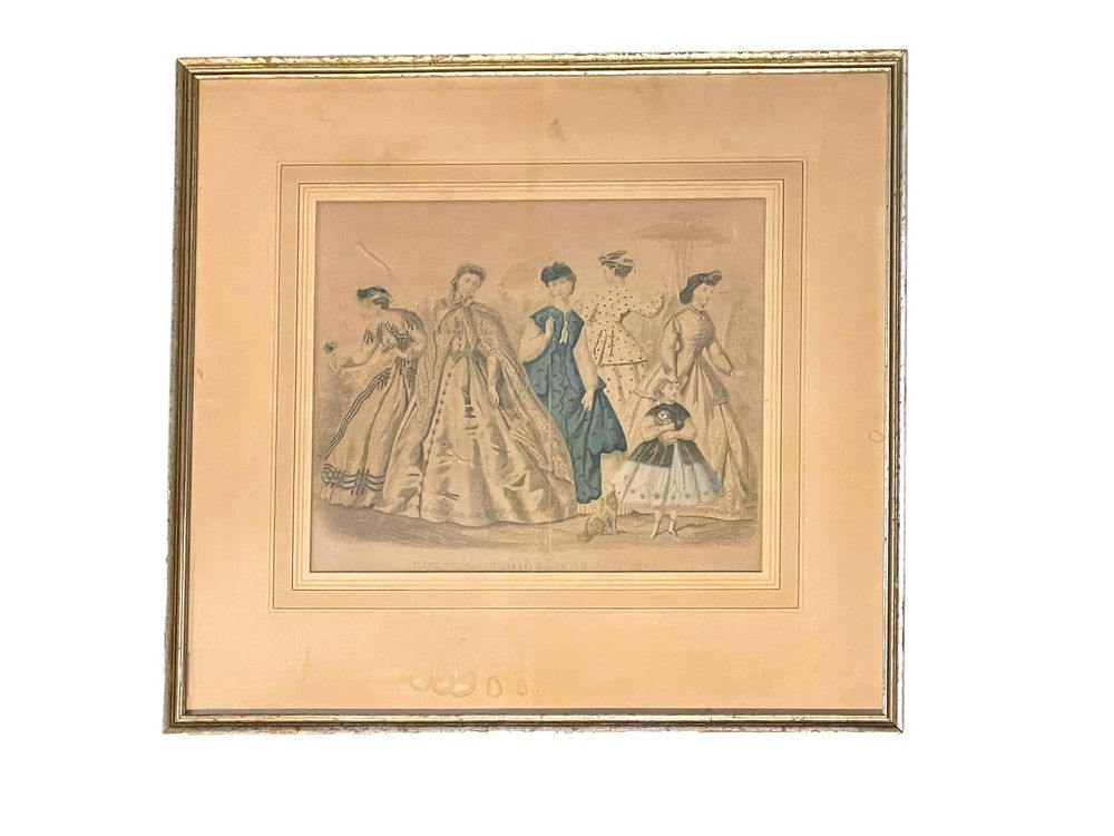 Lot 243: ANTIQUE FRAMED GODEY'S WOMEN'S FASHION PLATE
