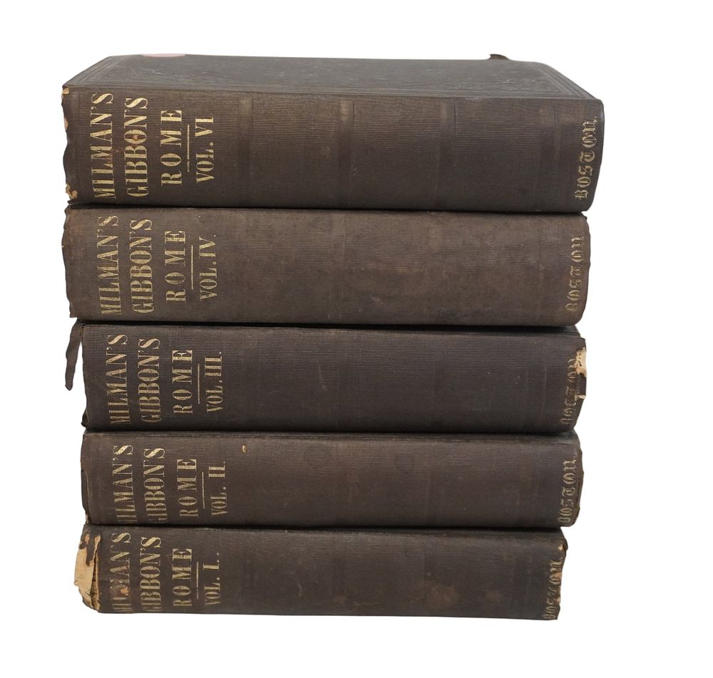 Lot 254: 5 ANTIQUE MILMAN'S GIBBONS ROME VOLUMES