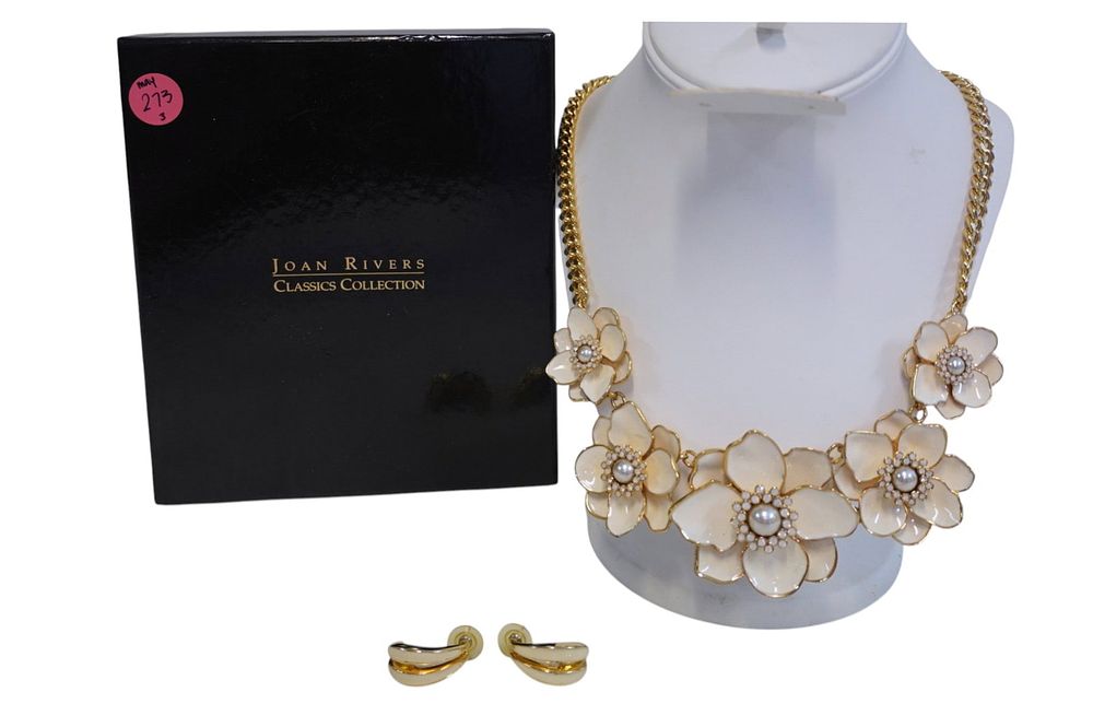 Lot 273: JOAN RIVERS STATEMENT FLORAL NECKLACE WITH MATCHING EARRINGS