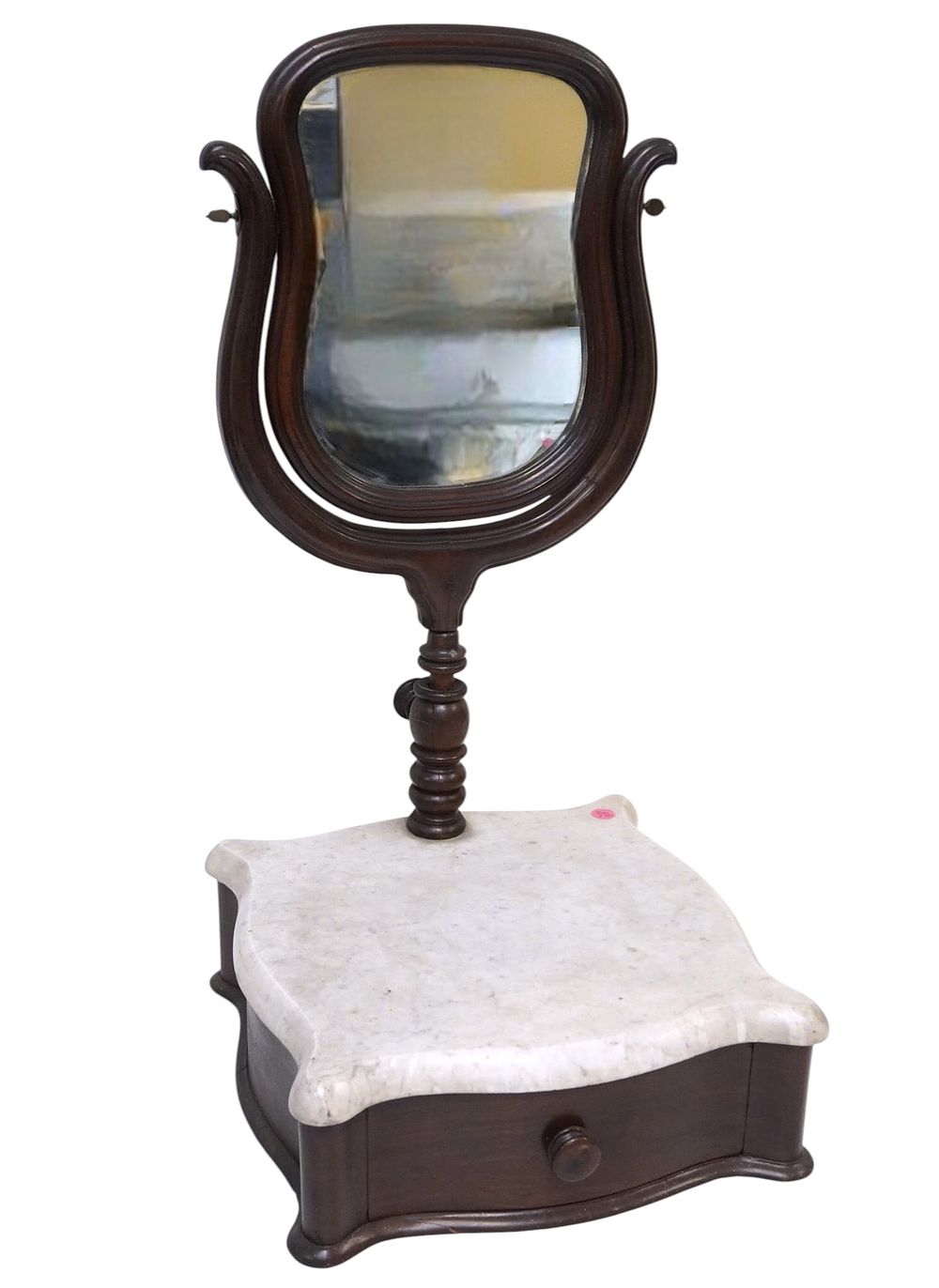 Lot 290: ANTIQUE SHAVING MIRROR MARBLE TOP