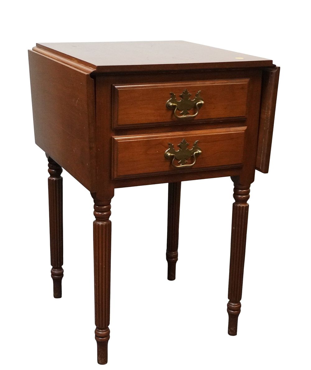 Lot 166: VINTAGE CHERRY TWO DRAWER DROP LEAF SIDE TABLE