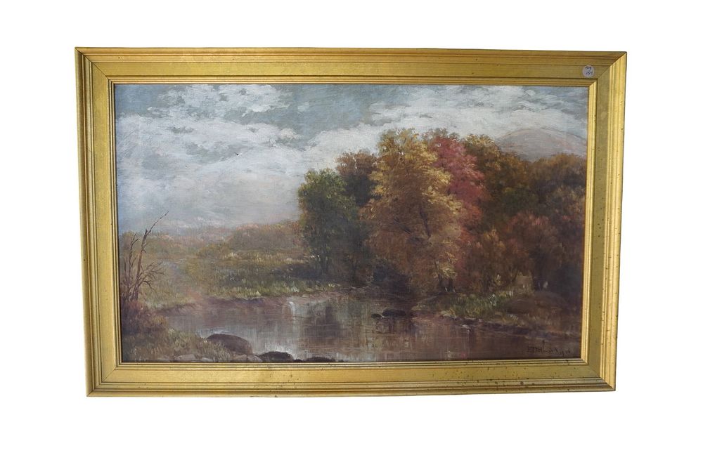 Lot 154: HUDSON RIVER SCHOOL 1900 LANDSCAPE OIL ED HOWARD