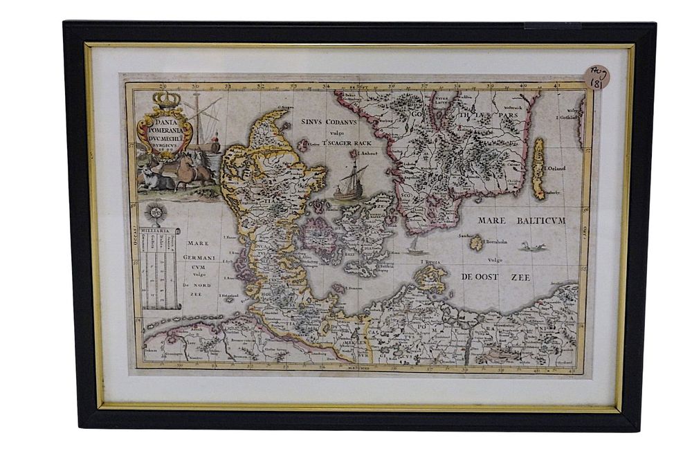 Lot 181: ANTIQUE MAP DANIA POMERANIA DUC MECHLE BURGICUS