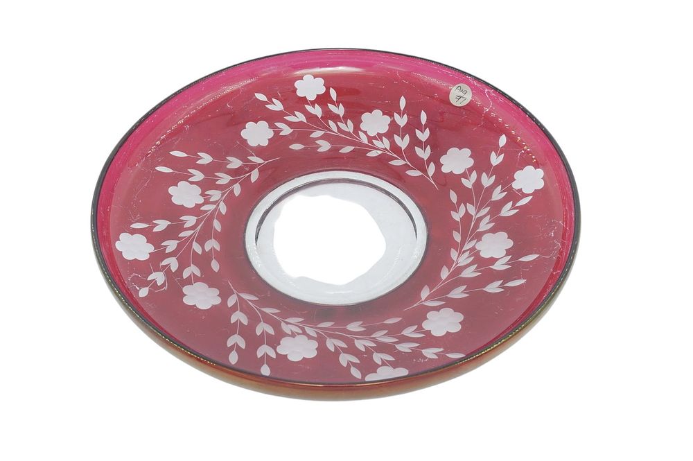 Lot 197: LARGE BOHEMIAN RUBY CUT TO CLEAR CONSOLE BOWL