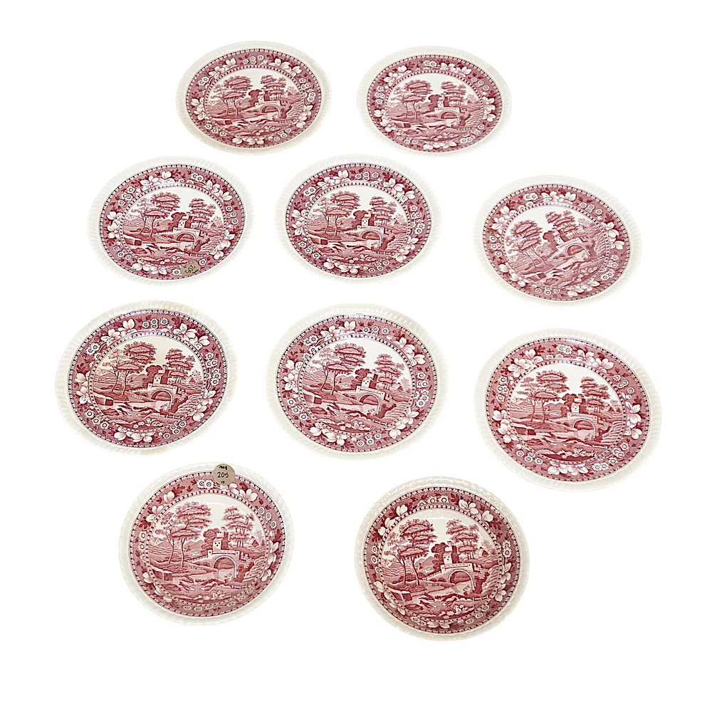 Lot 205: VINTAGE COPELAND SPODE "SPODE'S TOWER" ENGLAND DESSERT AND FRUIT PLATES - 10 PIECES