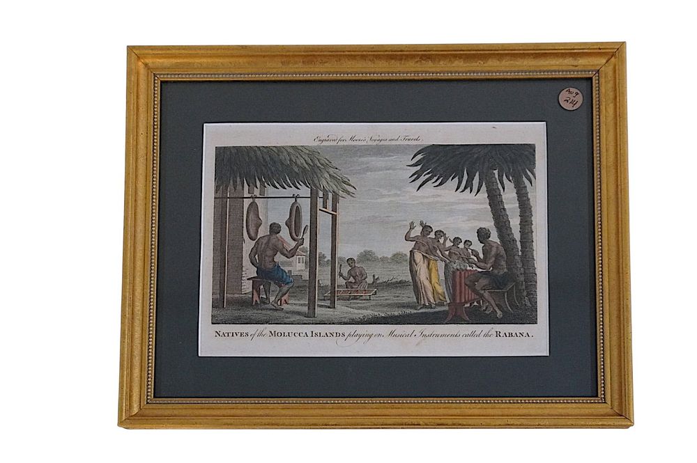 Lot 214: 18TH c COPPER PLATE ENGRAVING NATIVES OF THE MOLUCCA ISLANDS