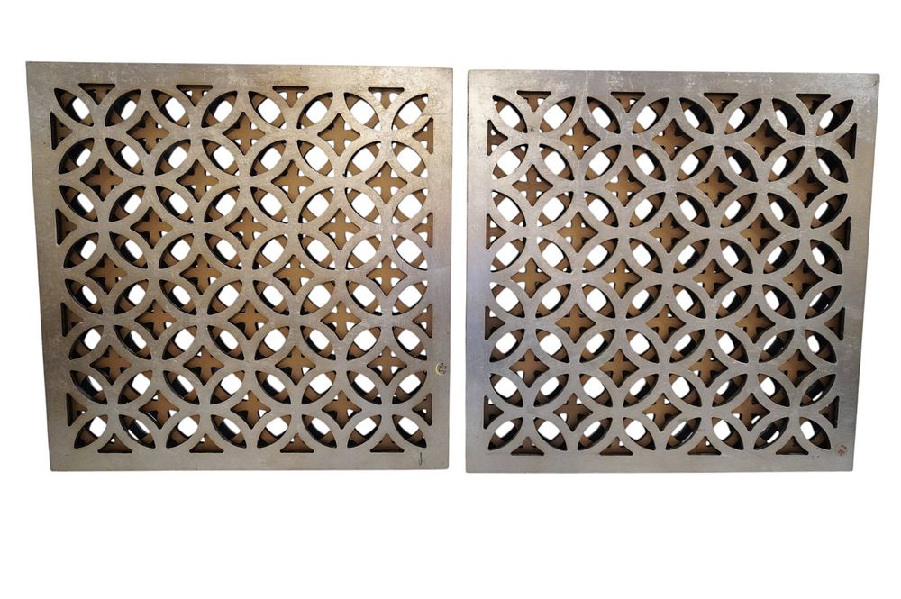 Lot 250: PAIR OF MIRRORED FRETWORK PANEL WALL DECORATIONS