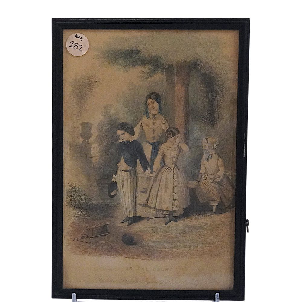 Lot 282: ANTIQUE GODEY "IN THE SULKS" CHILDRENS FASHION PRINT