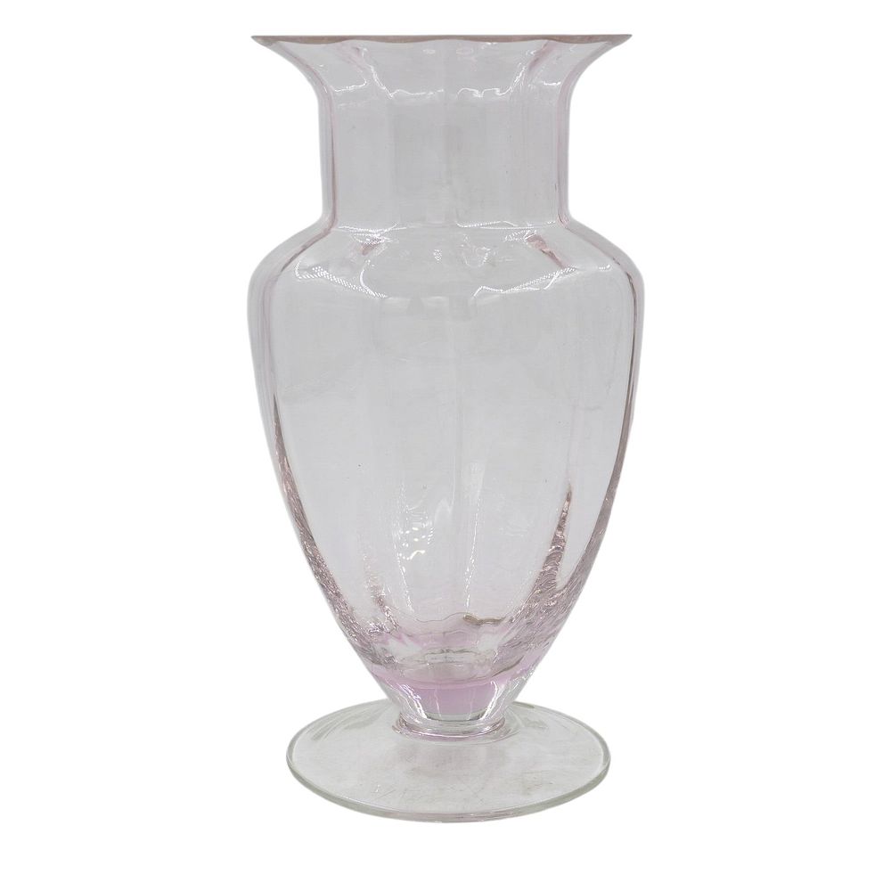 Lot 296: LARGE VINTAGE PINK OPTIC TIFFIN VASE