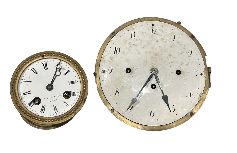 Lot 179: 2 ANTIQUE FRENCH ENAMEL DIAL STRIKING MOVEMENTS