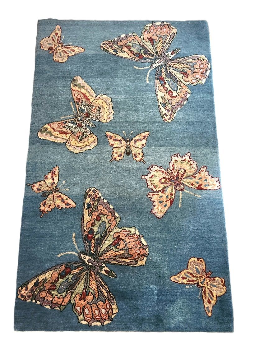 Lot 192: IMPERIAL BLUE HAND KNOTTED AFGHAN PESHAWAR RUG