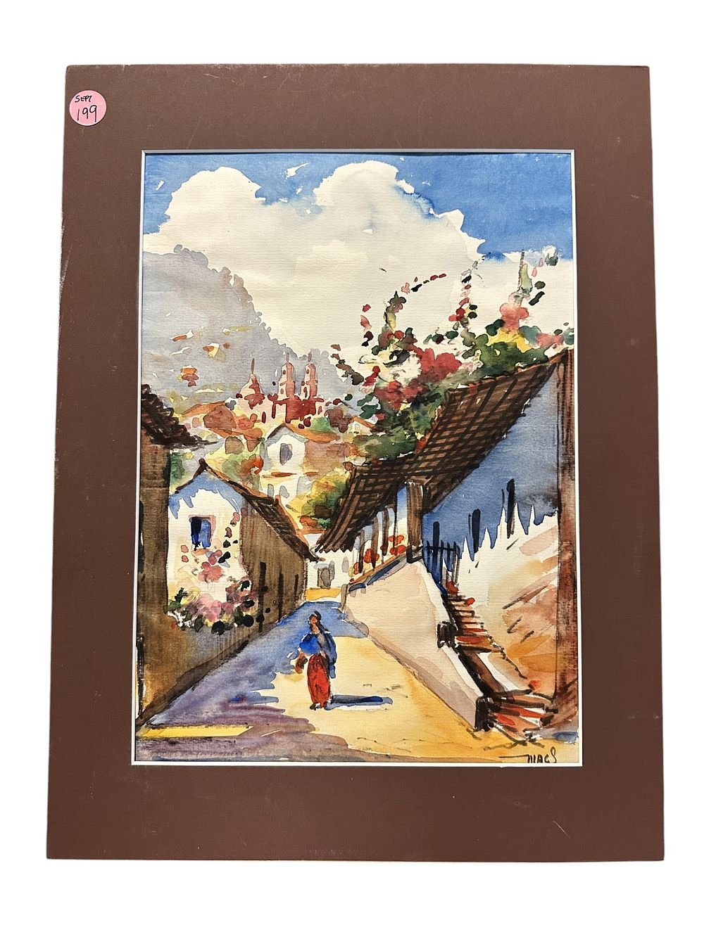 Lot 199: VINTAGE WATERCOLOR MEXICO SIGNED MAGS