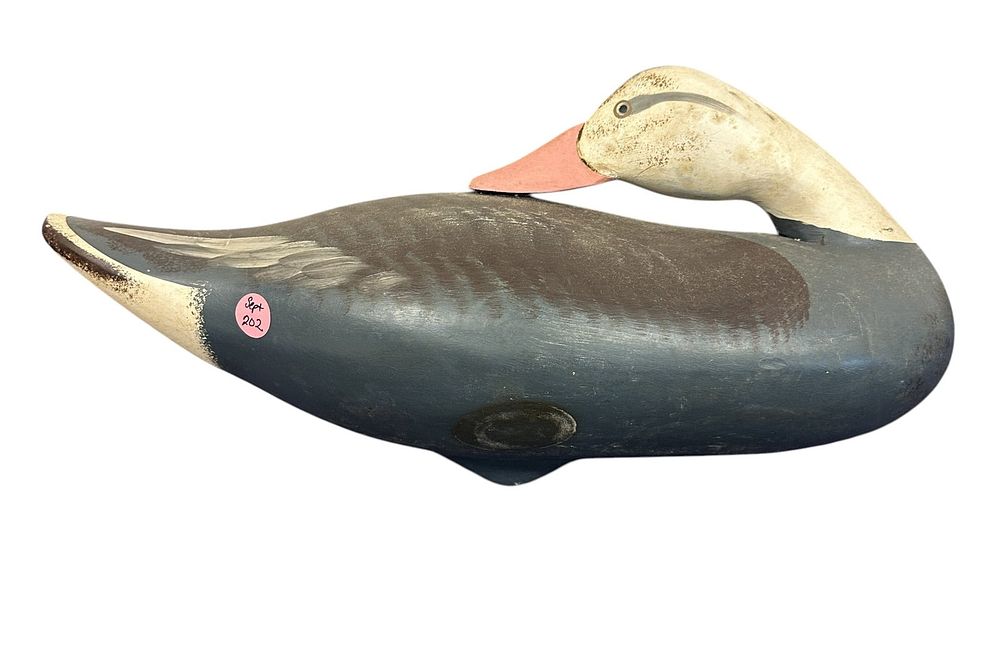 Lot 202: VINTAGE CARVED BLUE GOOSE PREENING DECOY