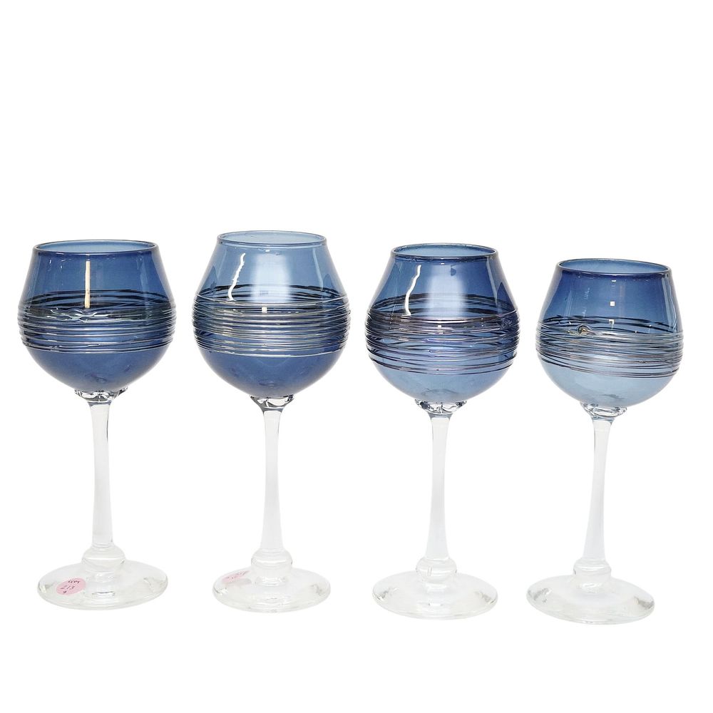 Lot 213: 4 MINH DOUGLAS MARTIN SILVER SPUN WINE GOBLETS