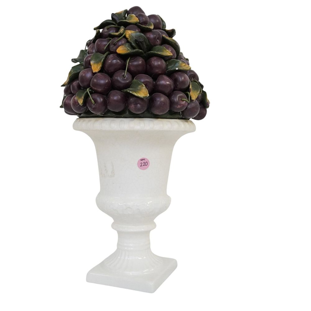 Lot 220: ITALIAN CAPODIMONTE POTTERY CHERRY TOPIARY