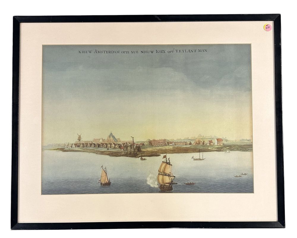 Lot 232: ANTIQUE PRINT NIEUW AMSTERDAM (MANHATTEN) FRAMED
