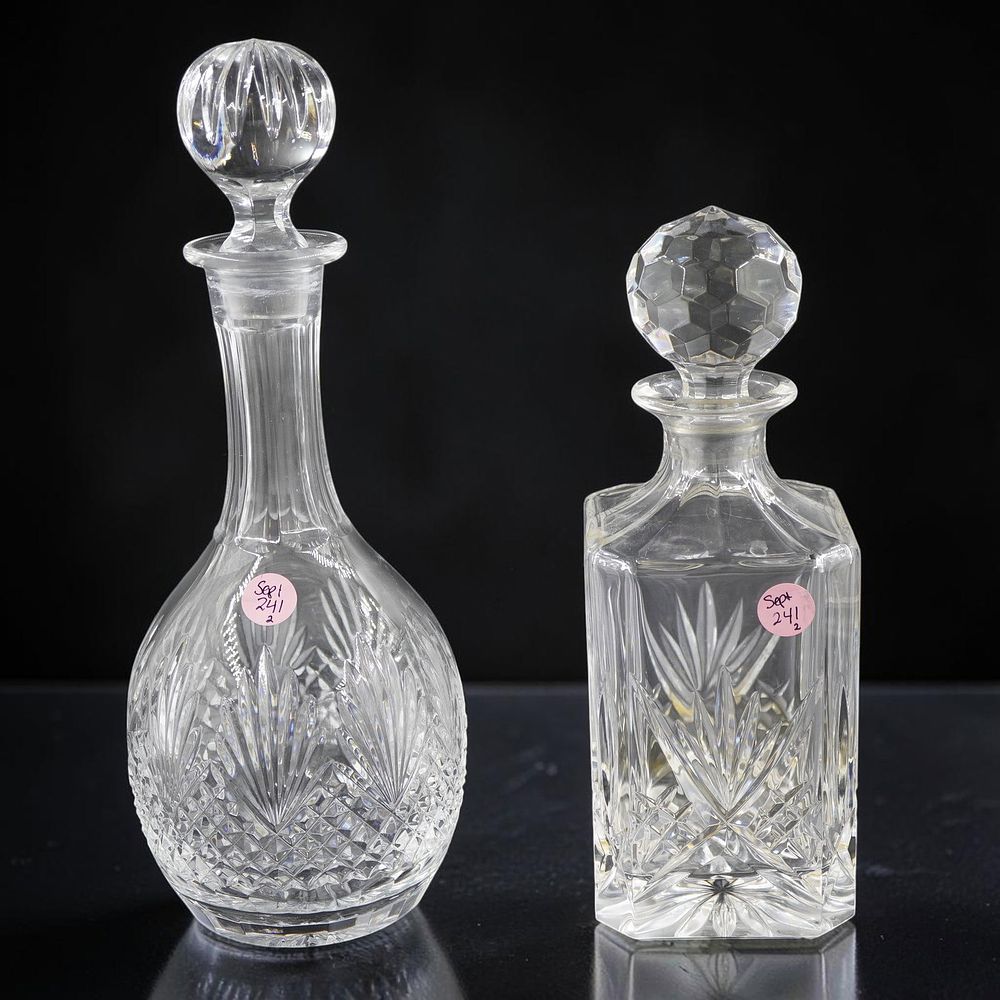Lot 241: 2 CRYSTAL DECANTERS WEDGWOOD WINE & GODINGER WHISKEY