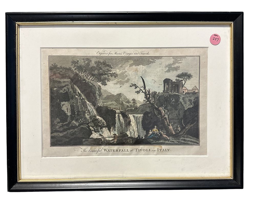 Lot 247: ANTIQUE 1778 COPPER PLATE ENGRAVING TIVOLI WATERFALL