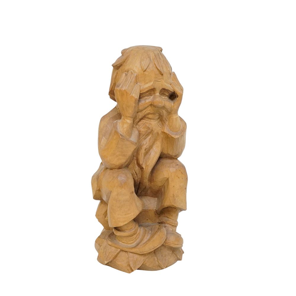 Lot 261: HAND CARVED WOOD THINKER RUBEZAHL GNOME SCULPTURE