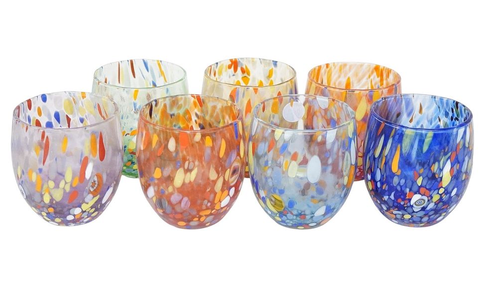 Lot 262: SET OF 7 MURANO STEMLESS WINE GLASSES