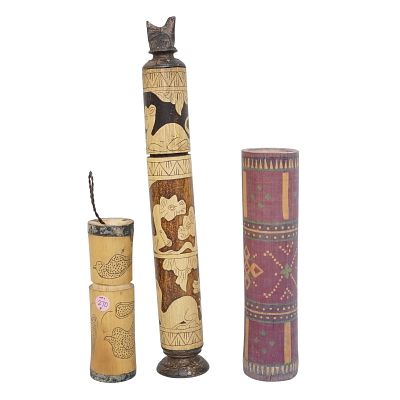 3 TIMOR ISLAND BAMBOO NUT CONTAINERS. 3 Timor Island Bamboo Nut Containers. One missing lid. 