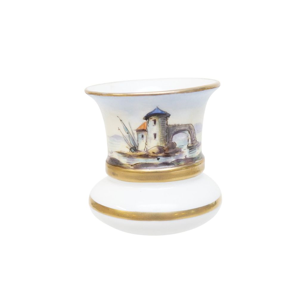 Lot 273: ANTIQUE HAND PAINTED MARITIME FRENCH SPILL VASE