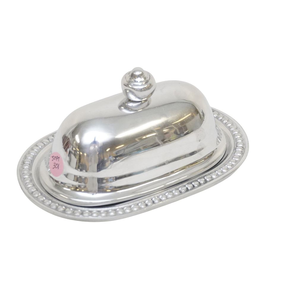 Lot 301: POLISHED ALUMINUM BEATRIZ BALL BUTTER DISH