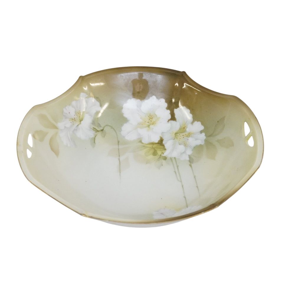 Lot 302: ART NOUVEAU R.S. PRUSSIA HAND PAINTED BOWL WHITE AZALEAS