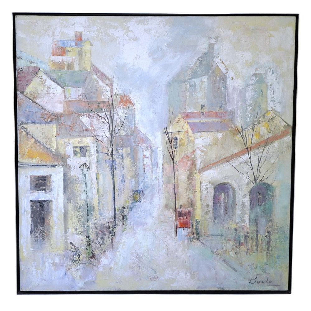 Lot 167: LARGE MID CENTURY OIL ON CANVAS PARIS STREET