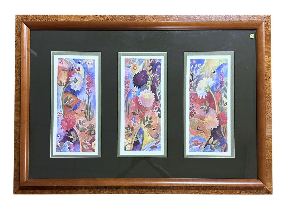 Lot 170: KIM DREW BOTANICAL TRIPTYCH WATERCOLOR