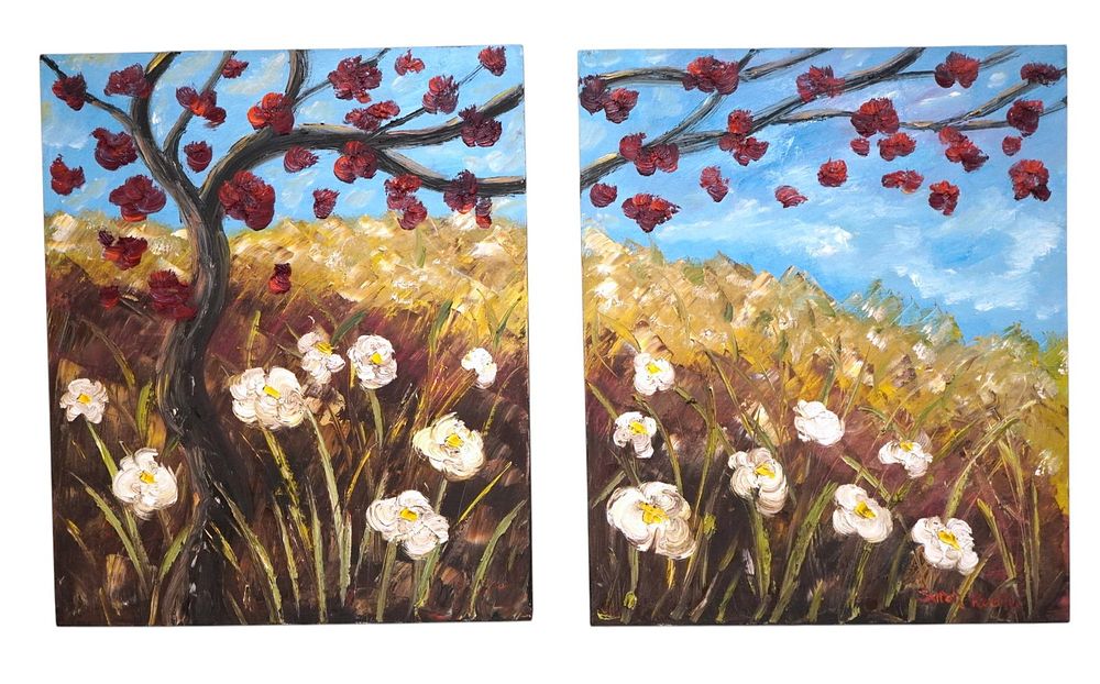 Lot 177: PAIR SARAH KADLIC TUSCANY OIL IMPASTO ON CANVAS