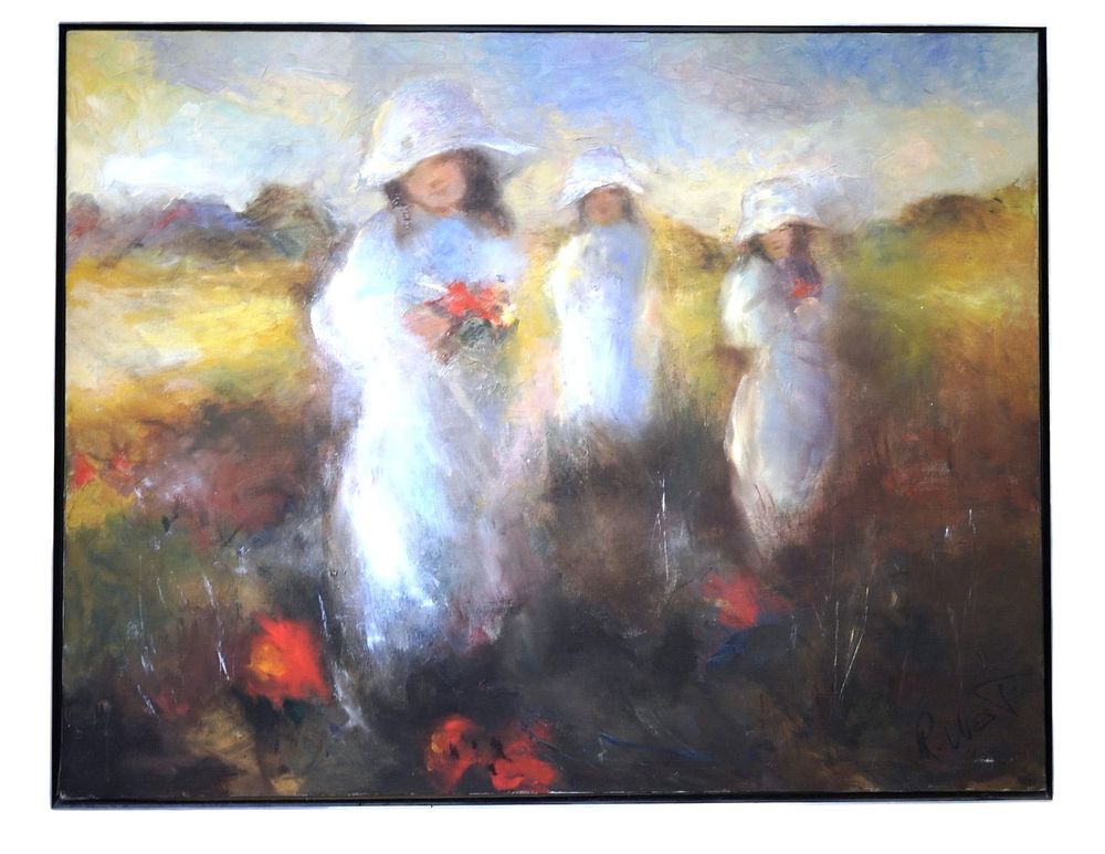 Lot 178: LARGE RUTH WEST "GIRLS GATHERING" IMPRESSIONIST