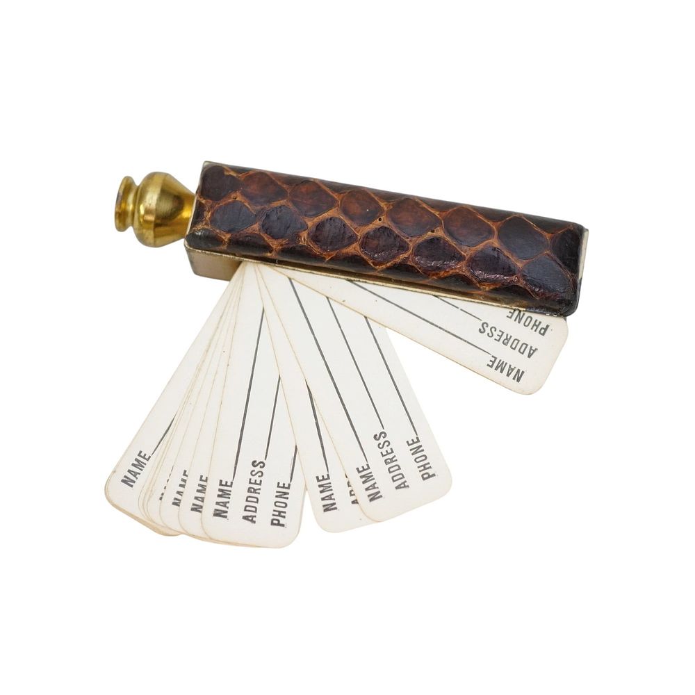Lot 243: VINTAGE MINIATURE LEATHER AND BRASS ADDRESS BOOK