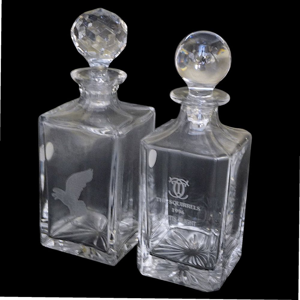 Lot 250: 2 VINTAGE CRYSTAL WHISKEY / LIQUOR DECANTERS