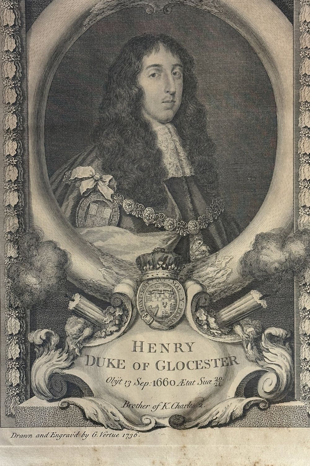 Lot 264: ANTIQUE HENRY DUKE OF GLOCESTER FRAMED ENGRAVING