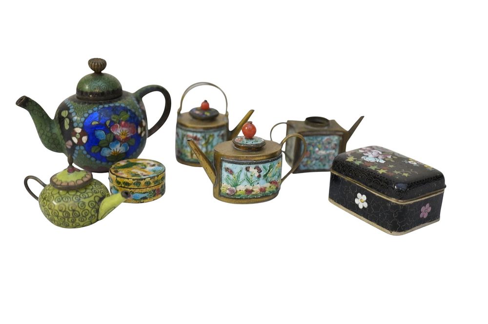Lot 266: 7 PIECE COLLECTION CLOISONNE MINIATURES