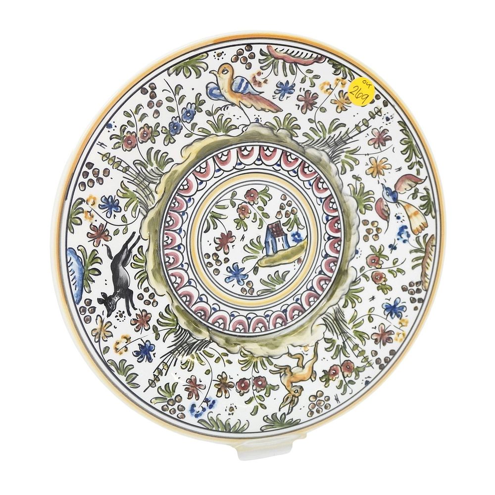 Lot 269: VINTAGE HAND PAINTED PORTUGAL POTTERY PLATE