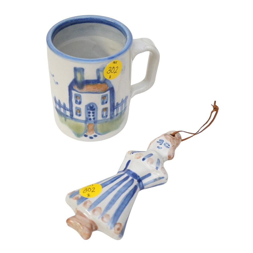 Lot 302: HADLEY POTTERY ORNAMENT AND MUG
