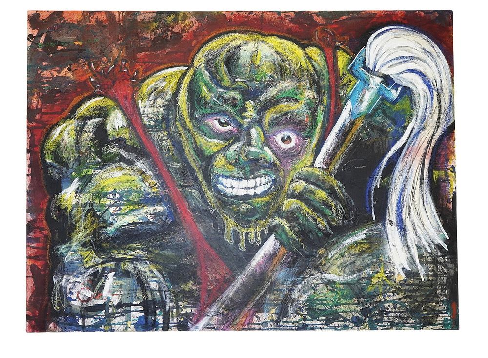 Lot 309: LARGE ORIGINAL MIXED MEDIA PAINTING ON CANVAS, "THE TOXIC AVENGER"