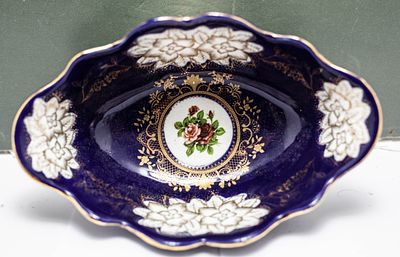 סירת הגשה דקורטיבית – כחול קובלט ווינטג' תוצרת צ'כיה