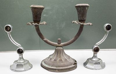 לוט פמוט כפול וינטג' + שתי ידיות לתלייה . פמוט - 17*17 
ידיות- 12 אורך