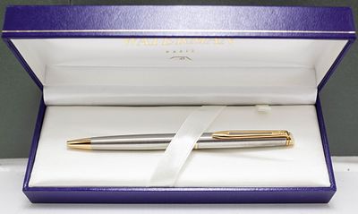 עט כדורי יוקרתי Waterman Paris דו-גוני עם גימור כסף וזהב, מגיע בקופסת מתנה